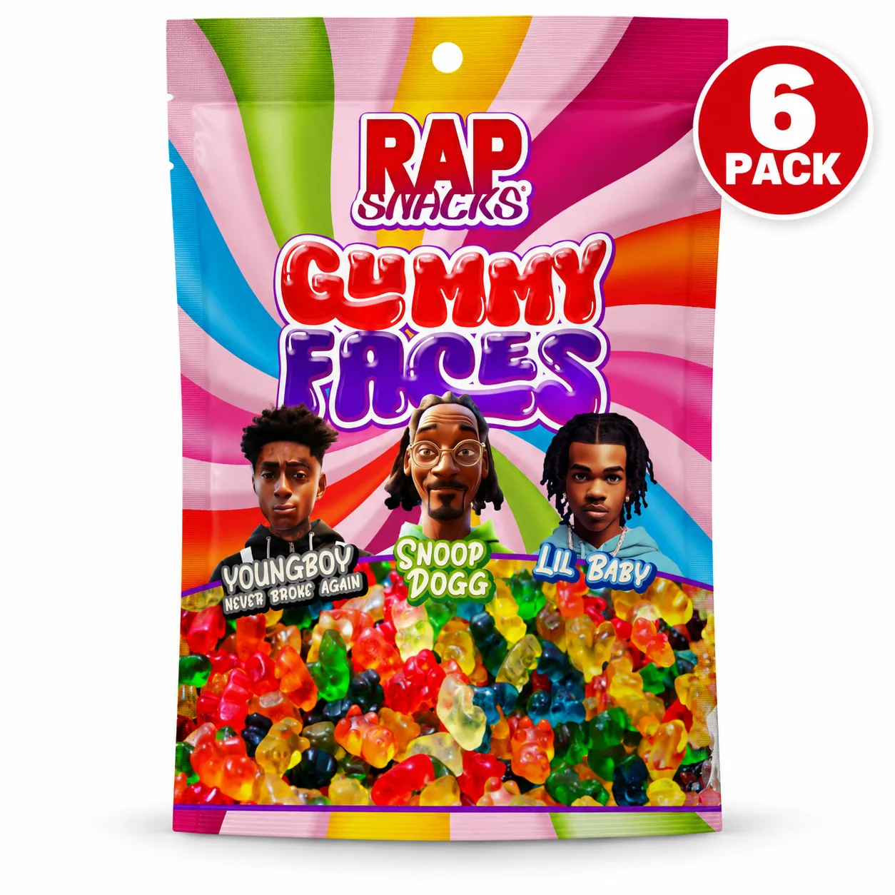 Rap Snacks Gummy Candy Faces vingummi