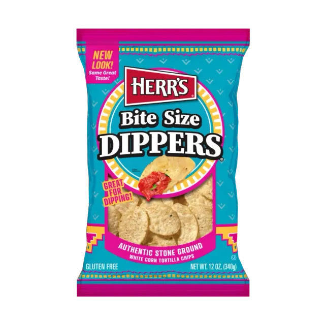 Herr's Bite Size Dippers tortillachips vit majs