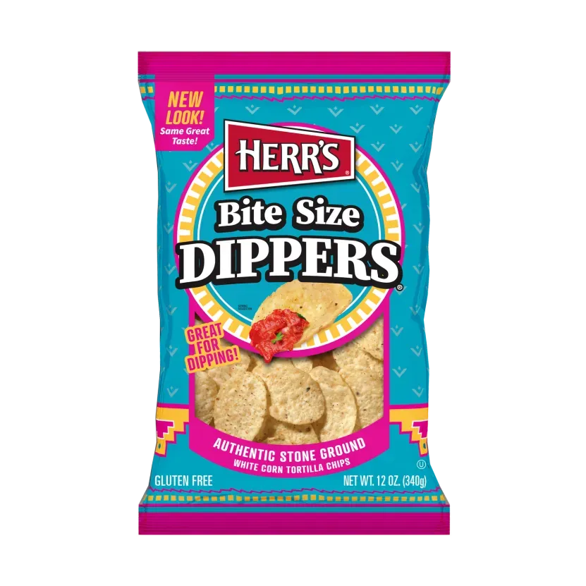 Herr's Bite Size Dippers tortillachips vit majs