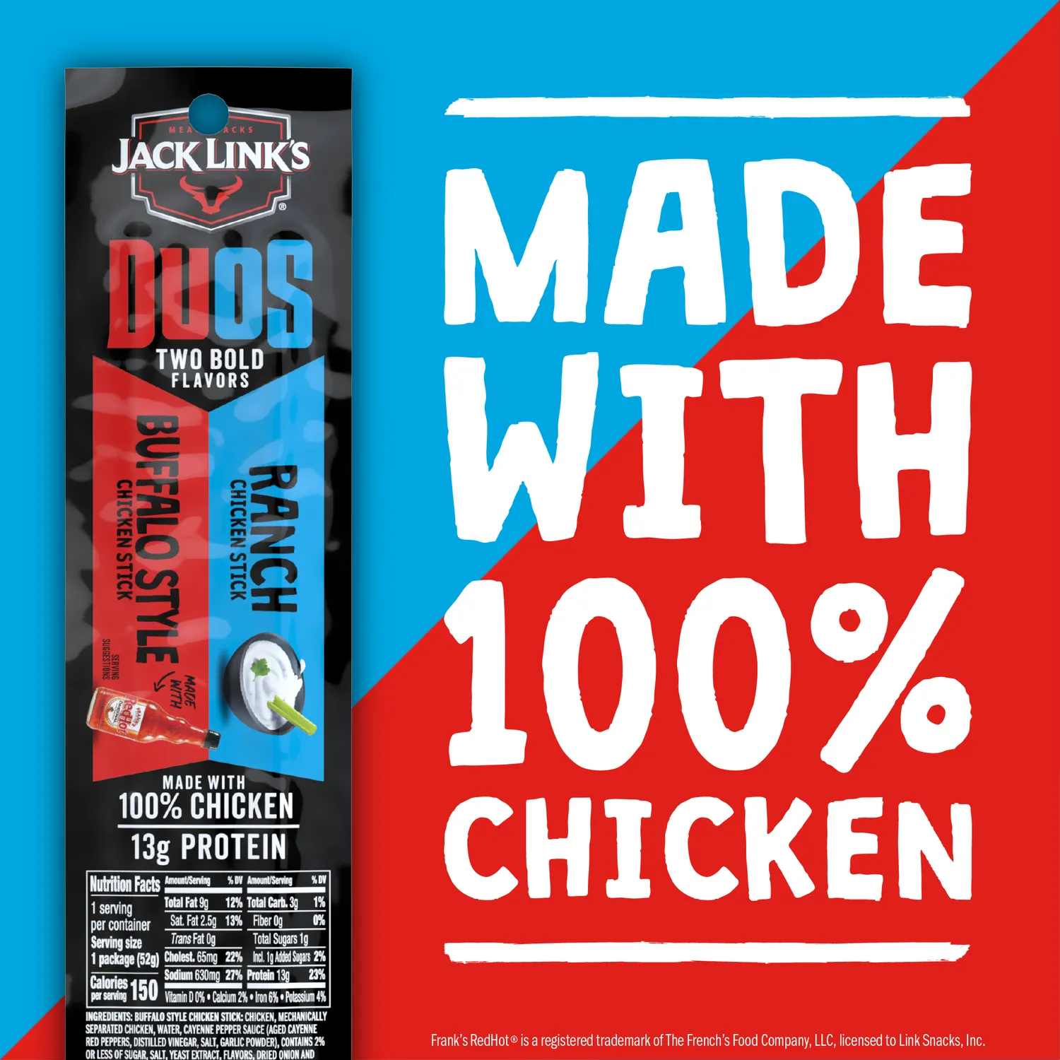 Jack Link's Duos Buffalo Ranch kycklingsticks starka