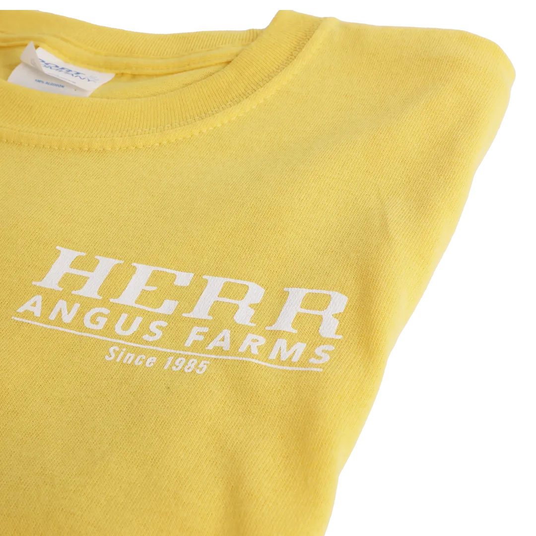Herr's Angus Farm t-shirt barn gul 100% bomull
