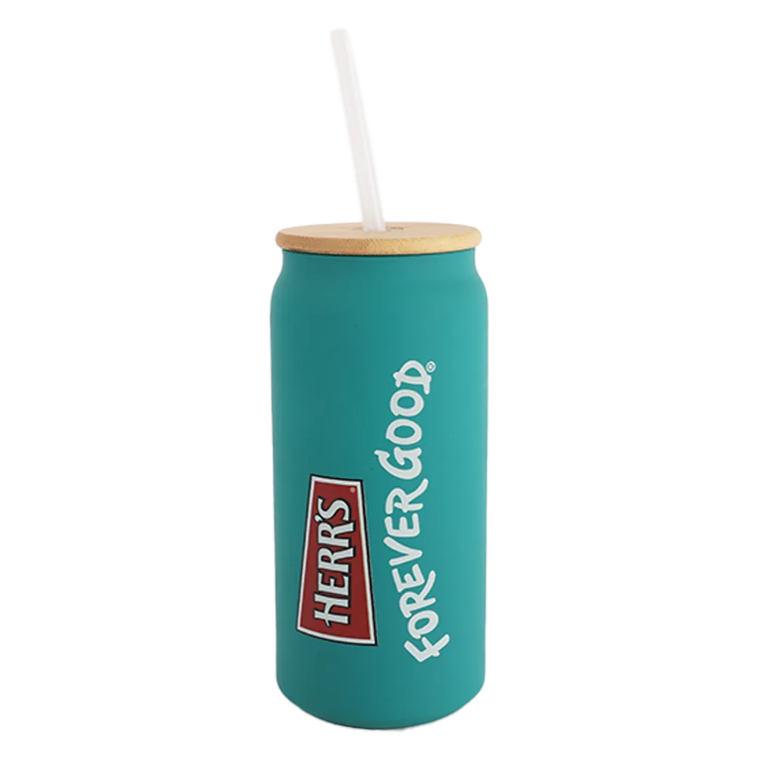 Herr's 20oz Glass w Straw glas med sugrör bambu