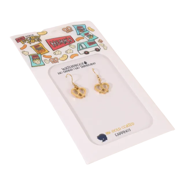 Herrs Pretzel Earrings kringelörhängen, 18K guldpläterade