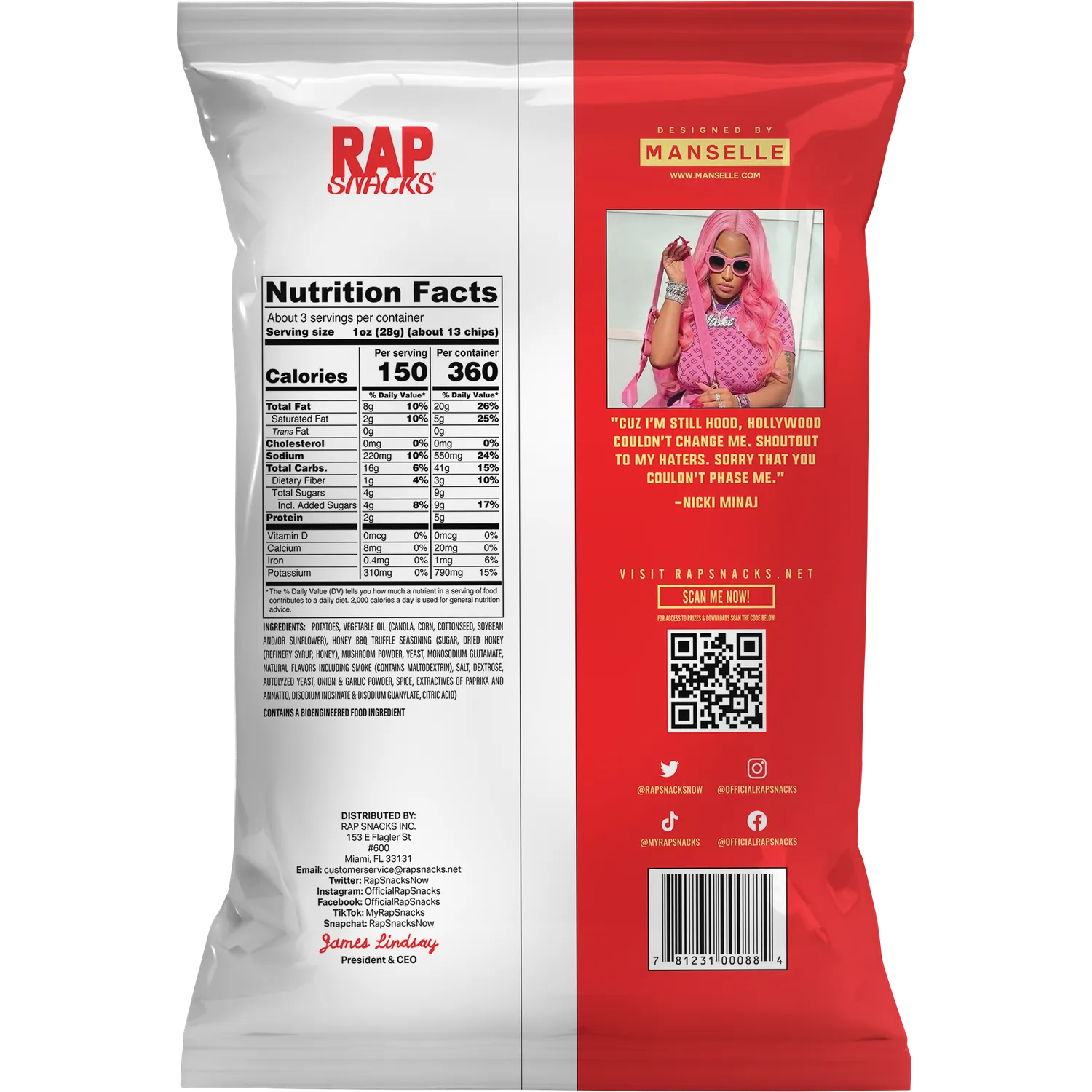 Rap Snacks Nicki Minaj Bar-B-Quin Honey Truffle chips