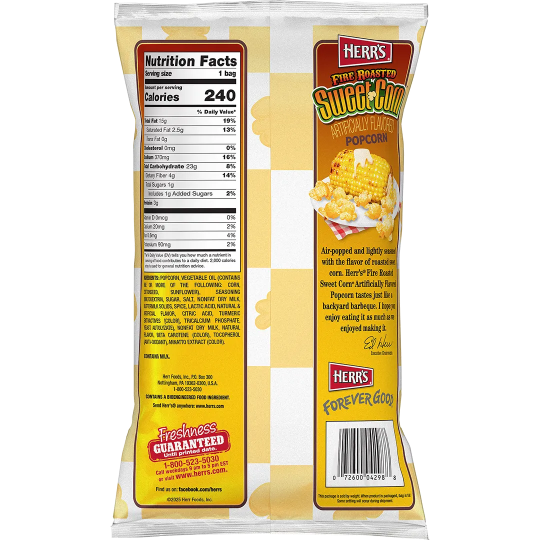 Herrs Fire Roasted Sweet Corn popcorn, rostad majssmak