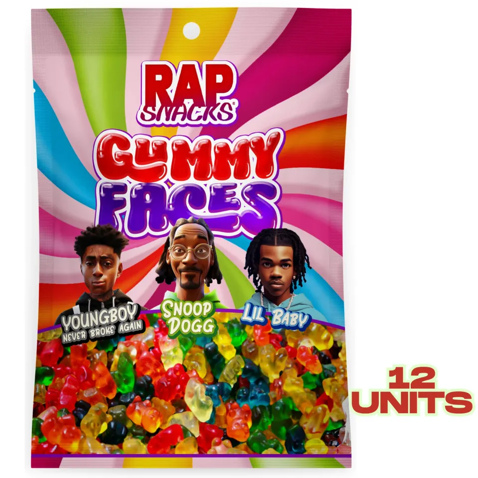 Rap Snacks Gummy Candy Faces vingummi