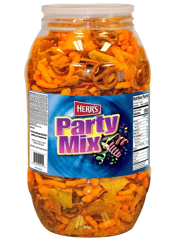 Herrs Party Mix Barrel snacksburk