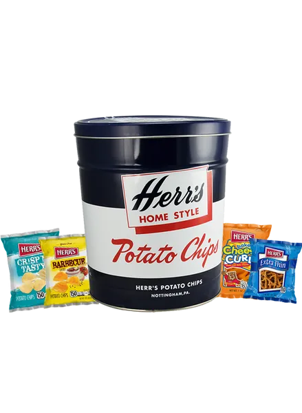 Herrs Retro Tin snacksburk med 20 påsar