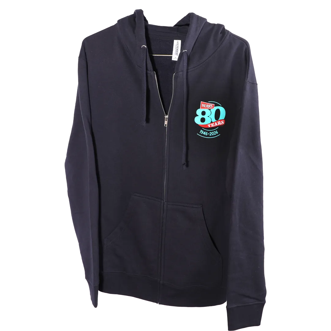 Herr's 80th Anniversary hoodie marin dragkedja