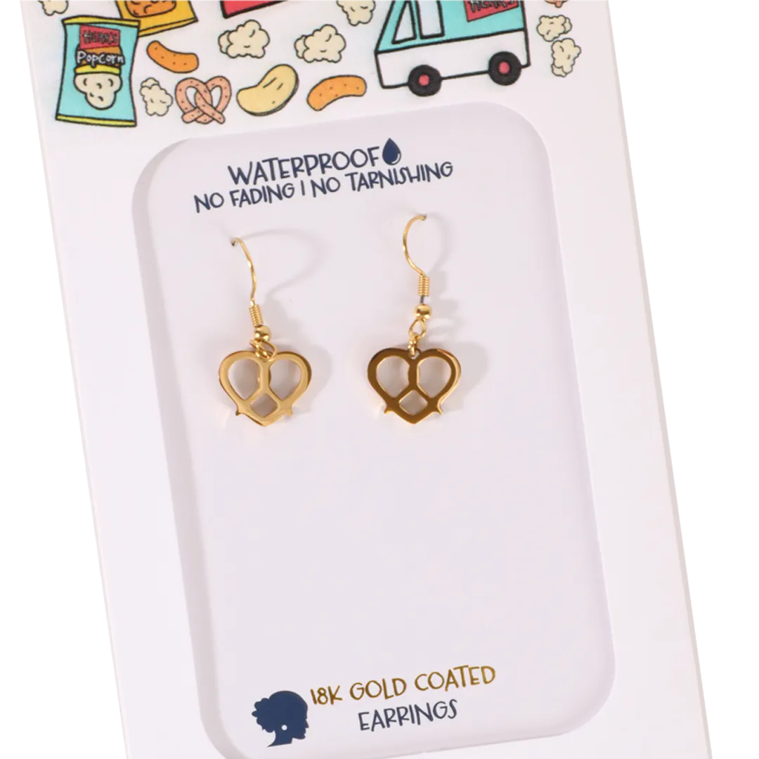 Herrs Pretzel Earrings kringelörhängen, 18K guldpläterade