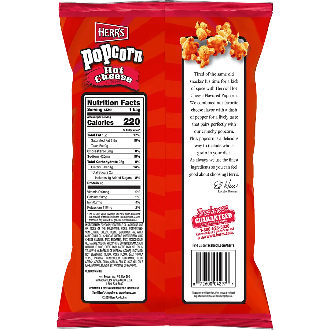 Herr's Hot Cheese Popcorn ostpopcorn med hetta