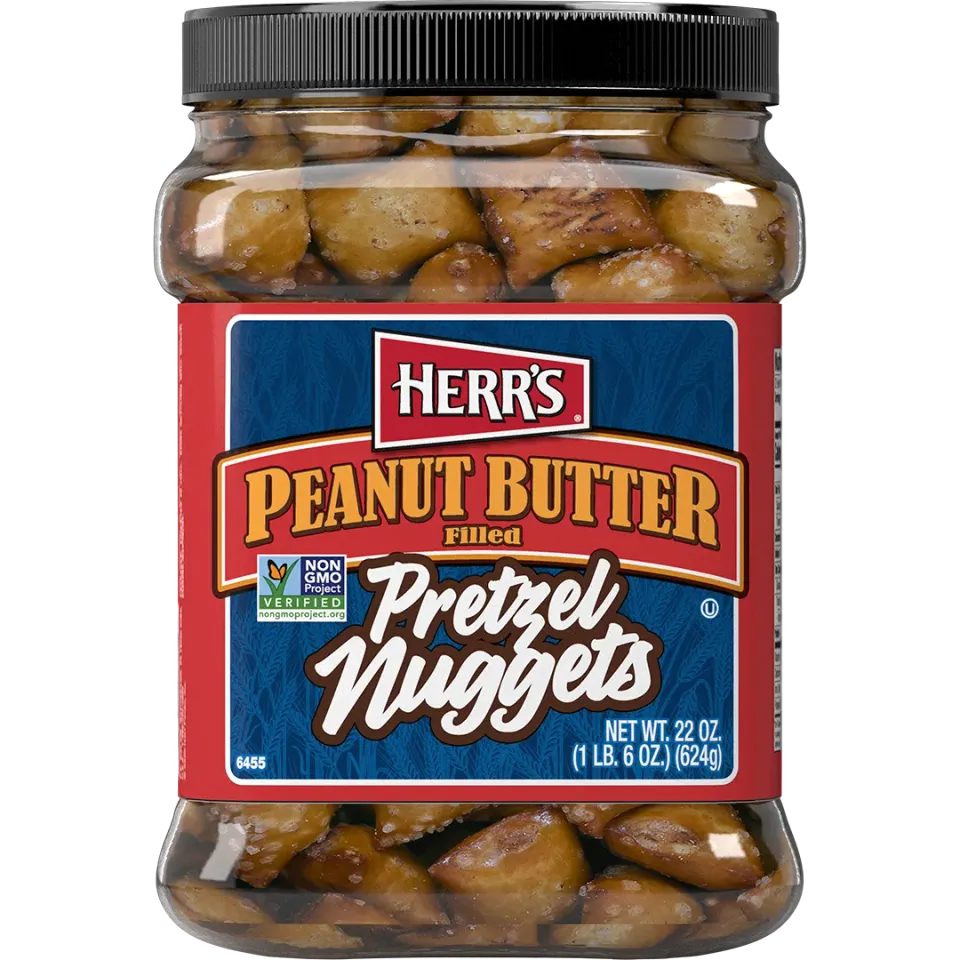 Herrs Peanut Butter Filled Pretzel Nugget Tub pretzelbitar