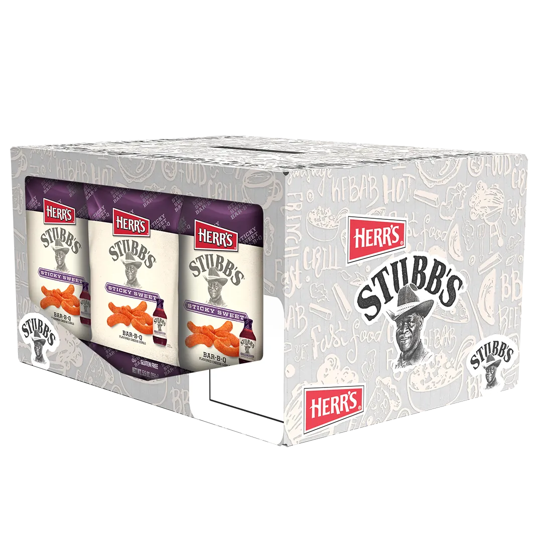 Herrs Stubb's Sticky Sweet BAR-B-Q Cheese Curls ostbågar