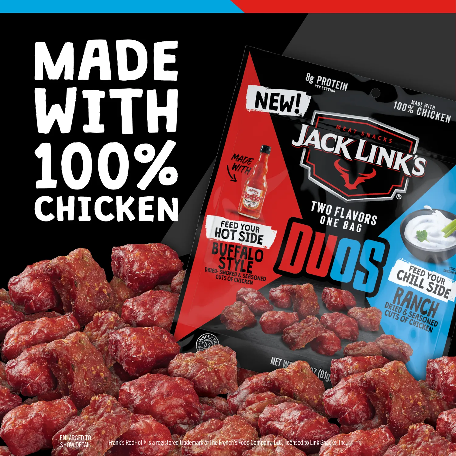 Jack Link's Duos Buffalo Ranch chicken bites protein