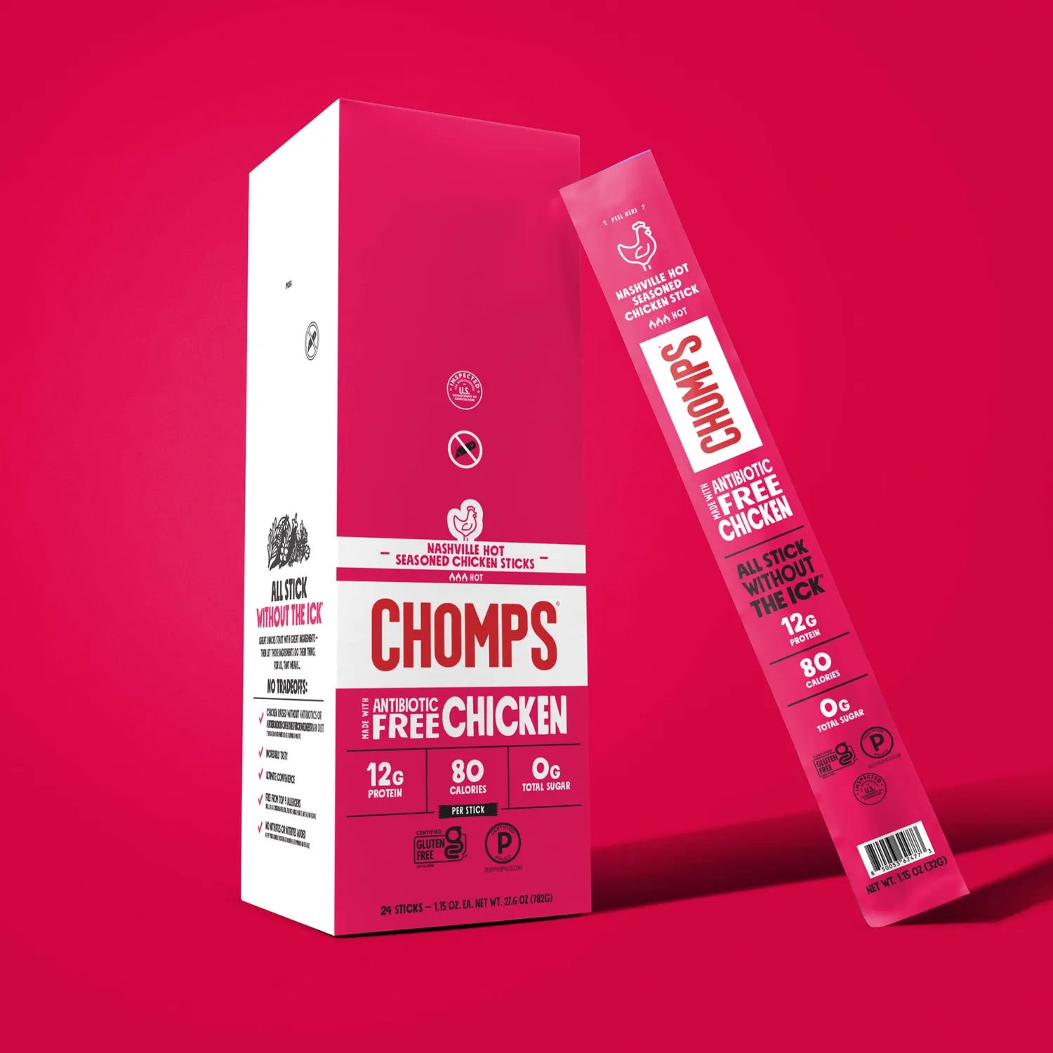 Chomps Nashville Hot Chicken kycklingsticks starka