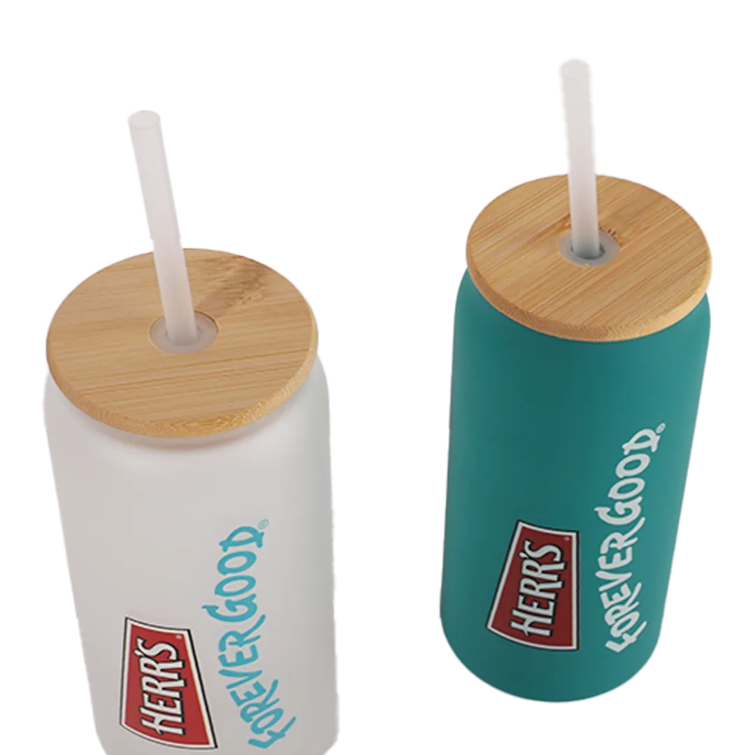 Herr's 20oz Glass w Straw glas med sugrör bambu