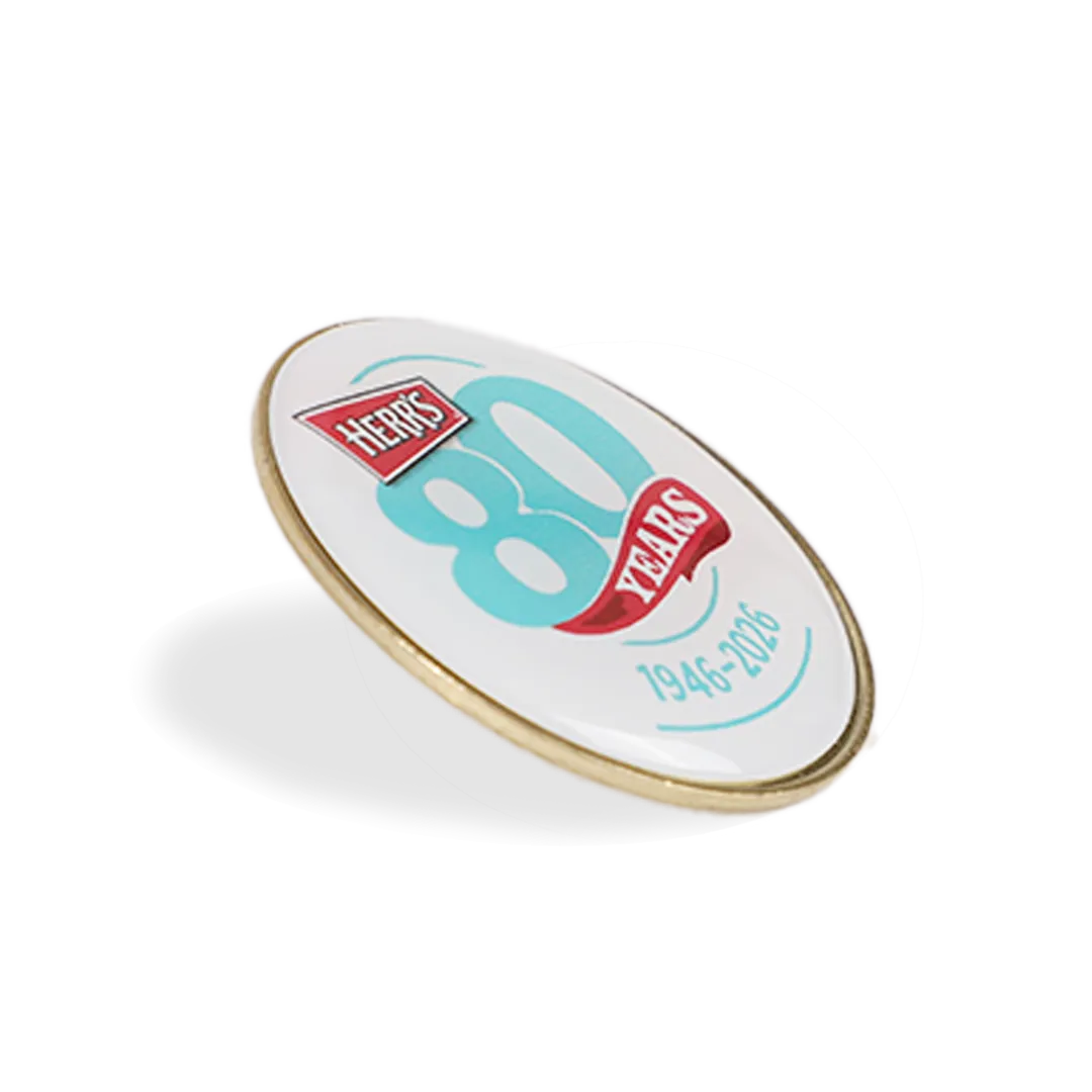 Herr's 80th Anniversary pin rund
