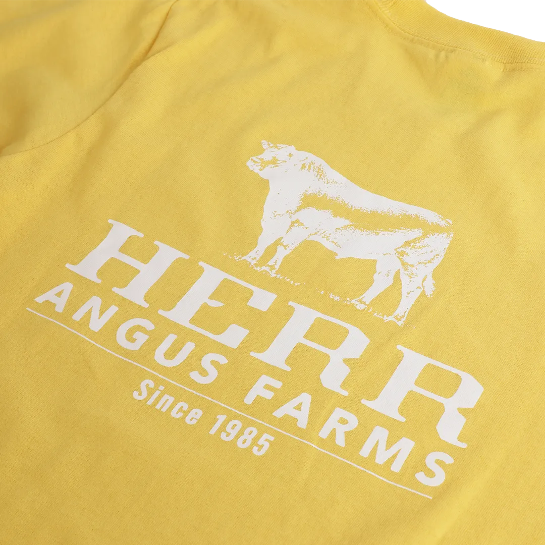 Herr's Angus Farm t-shirt barn gul 100% bomull