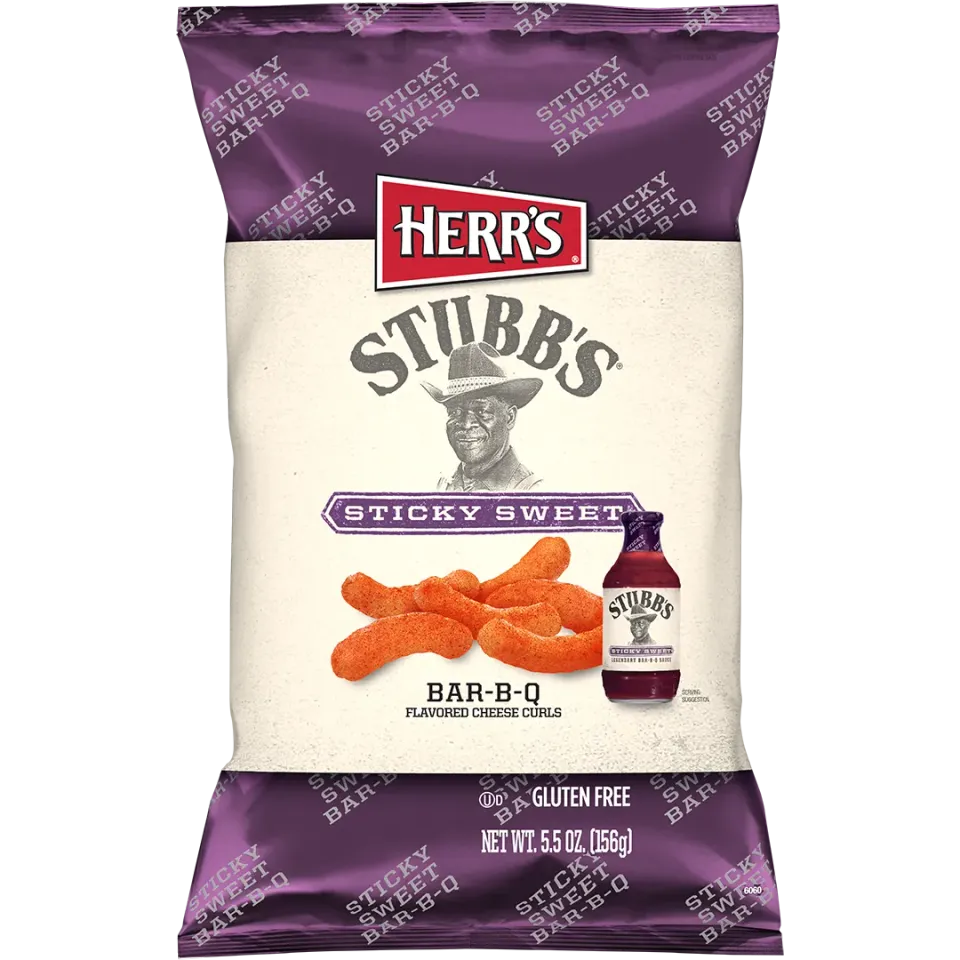 Herrs Stubb's Sticky Sweet BAR-B-Q Cheese Curls ostbågar