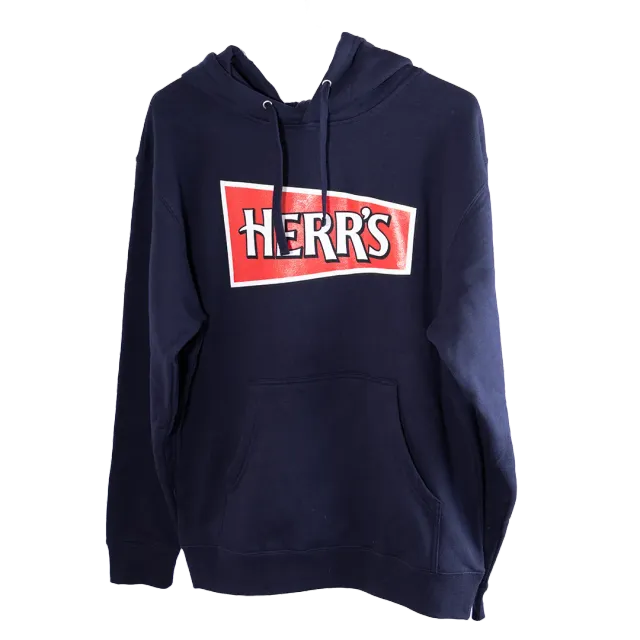 Herrs Navy Hoodie hoodie mörkblå med röd logga