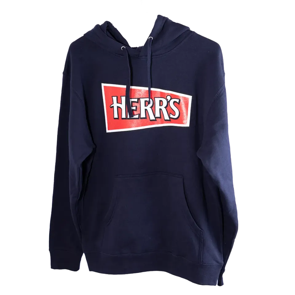 Herrs Navy Hoodie hoodie mörkblå med röd logga