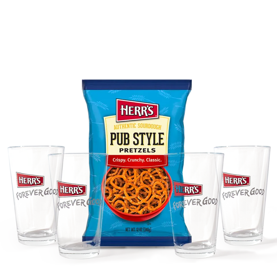 Herr's Pub Pretzel presentkit glas och pretzels salt