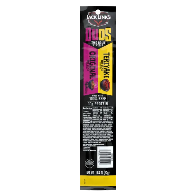 Jack Link's Duos Original Teriyaki beef sticks protein