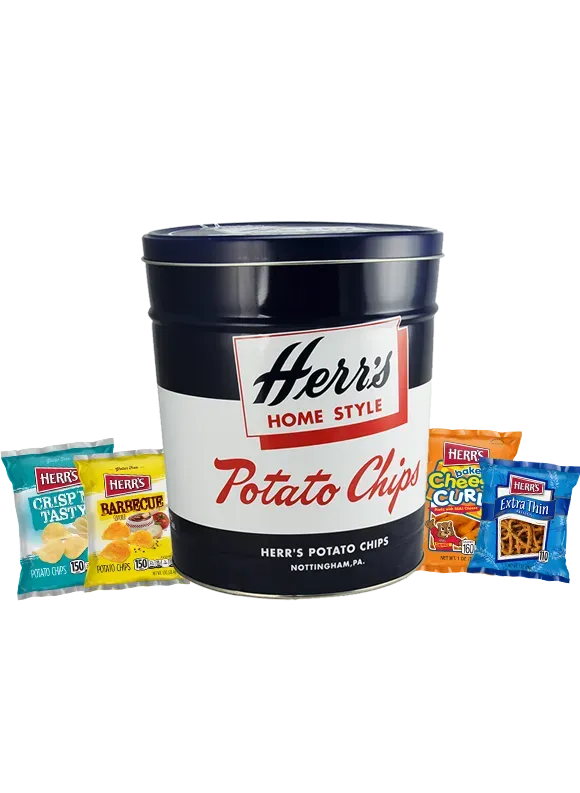 Herrs Retro Tin snacksburk med 20 påsar