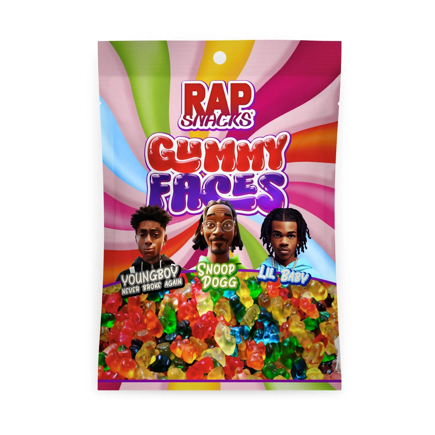 Rap Snacks Gummy Candy Faces vingummi