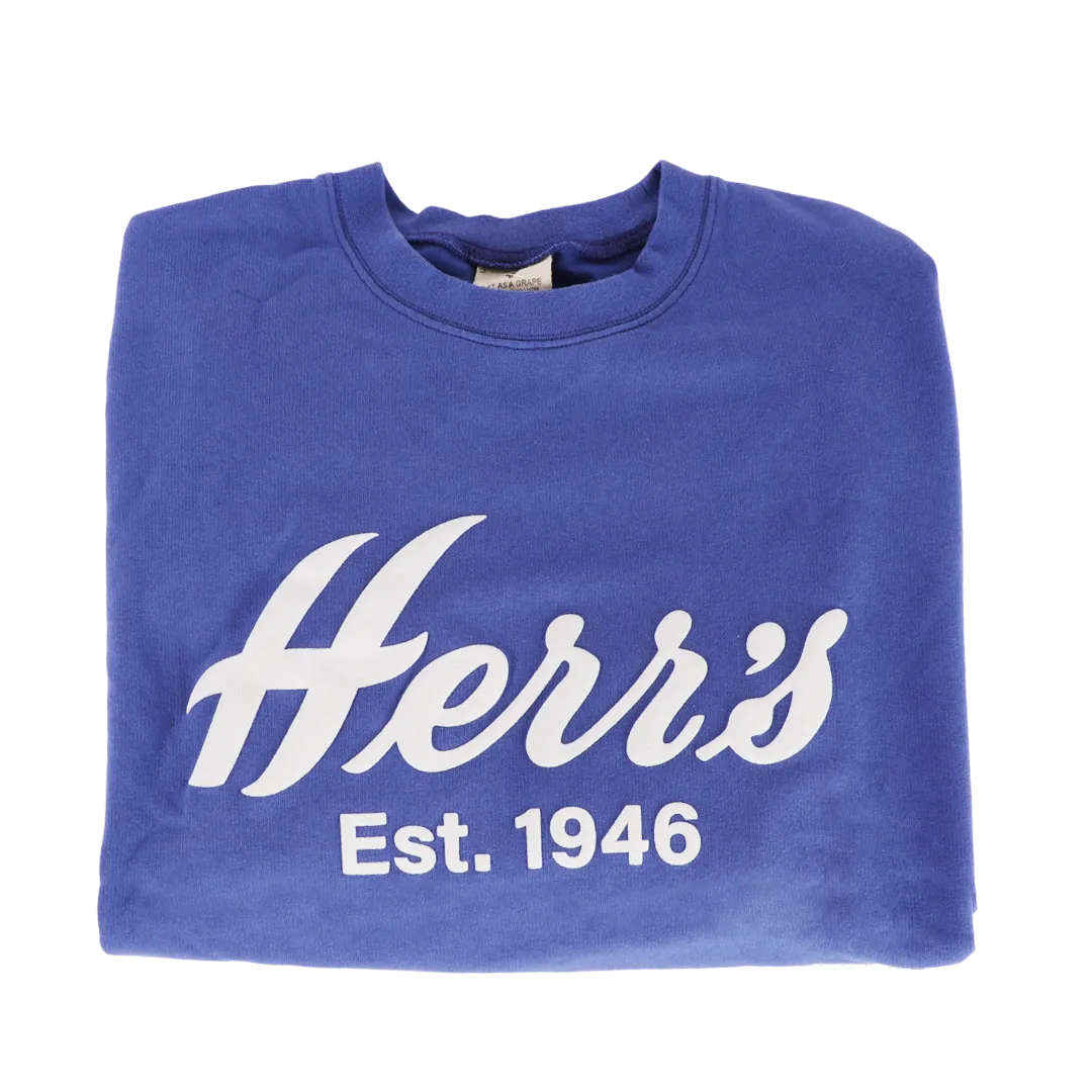 Herr's Blue & White Puff Lettering sweatshirt