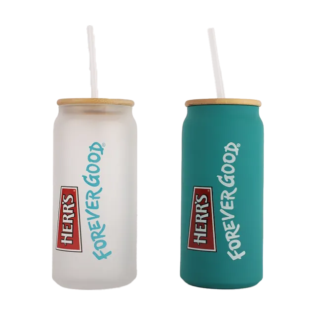Herr's 20oz Glass w Straw glas med sugrör bambu