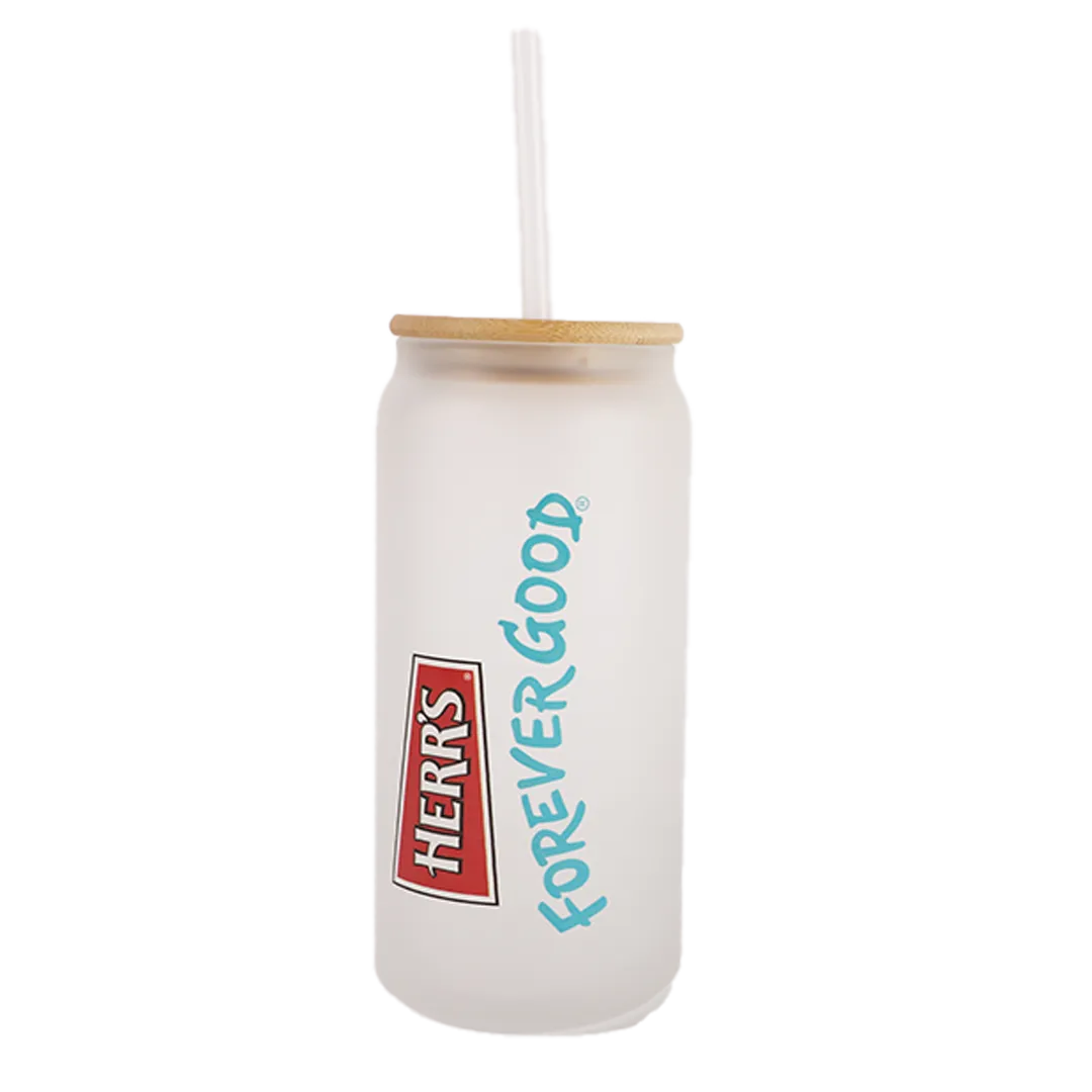 Herr's 20oz Glass w Straw glas med sugrör bambu