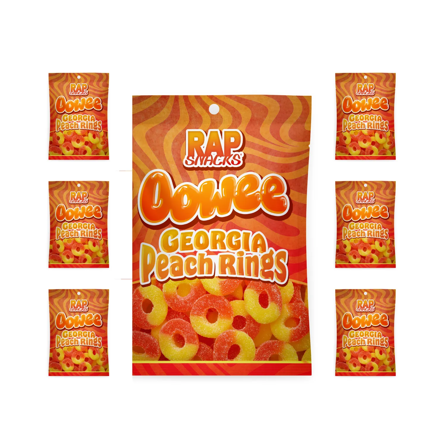 Rap Snacks Oowee Georgia Peach Rings persikogodis persika