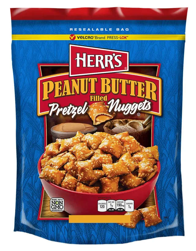 Herr's Peanut Butter Filled Pretzels salta kringlor med jordnötssmör