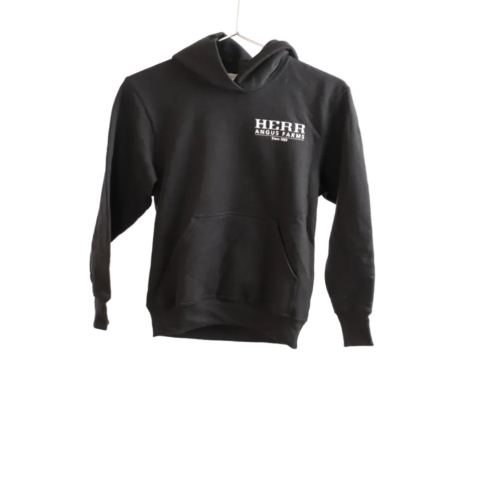 Herr Angus Farm Kids Black Hoodie hoodie svart