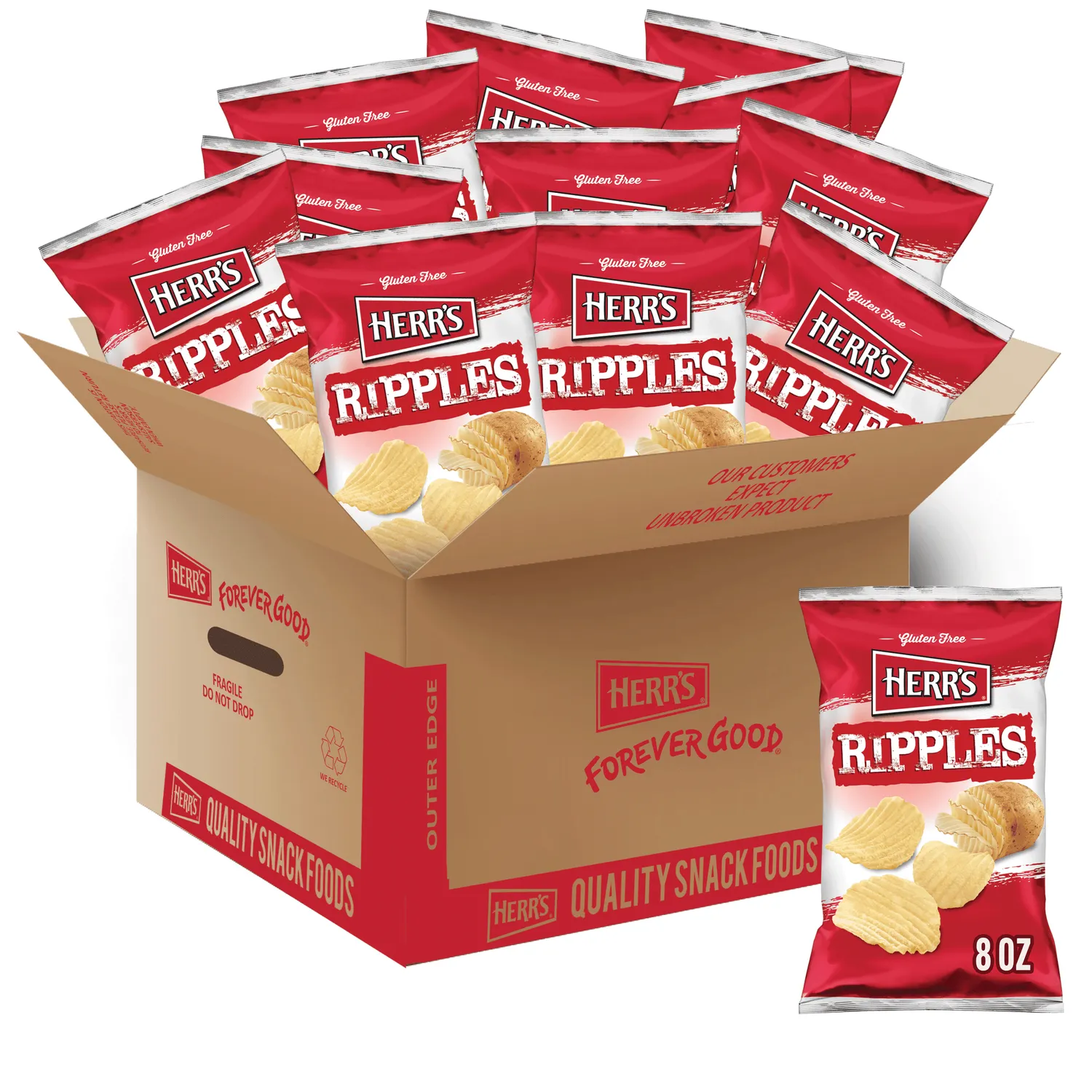Herr's Ripple Potato Chips räfflade potatischips med salt