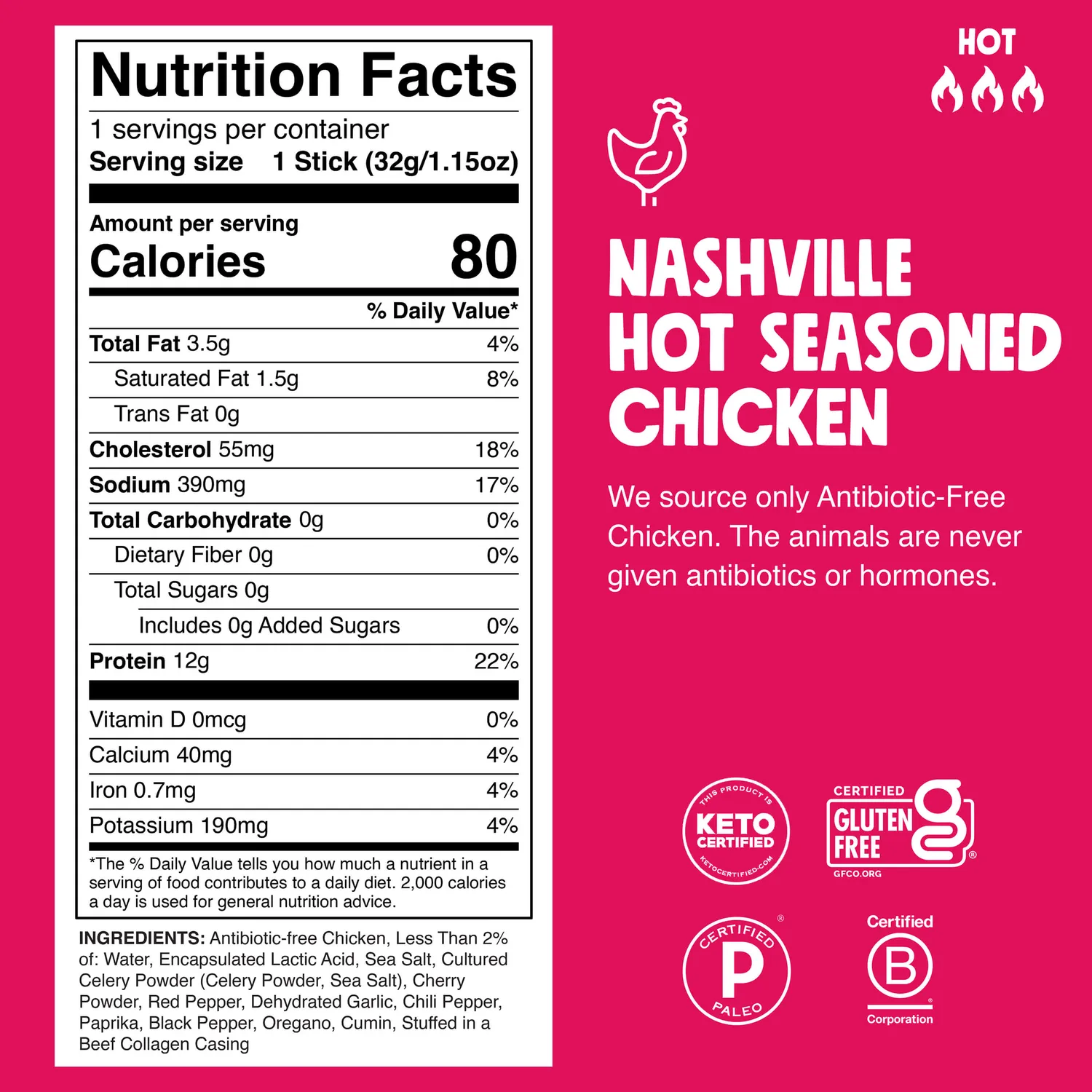 Chomps Nashville Hot Chicken kycklingsticks starka