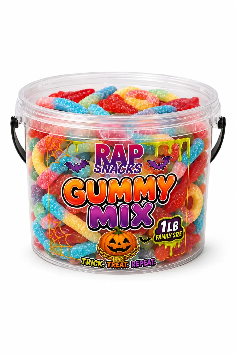 Rap Snacks Halloween Gummy Mix Bucket vingummi 454g surt & sött
