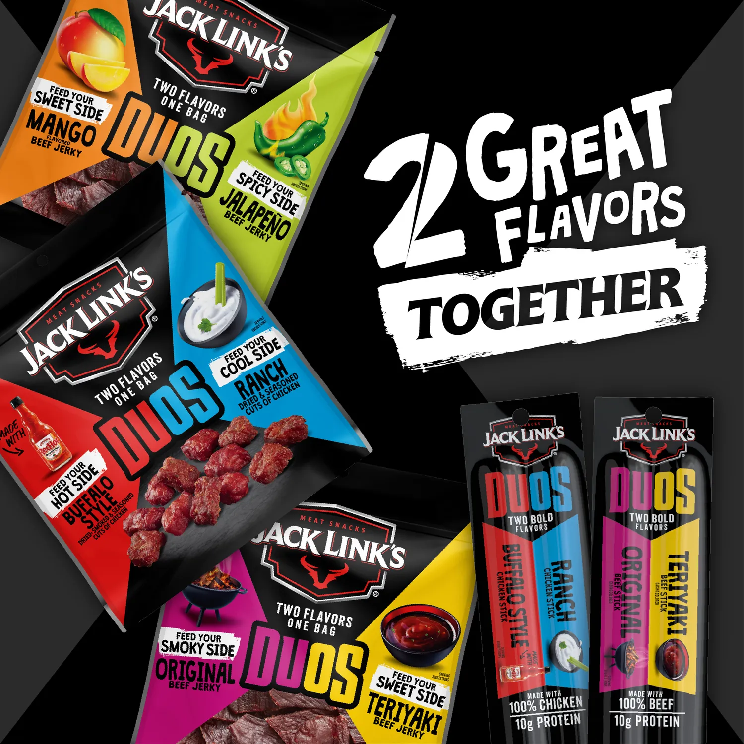 Jack Link's Duos Original Teriyaki beef sticks protein