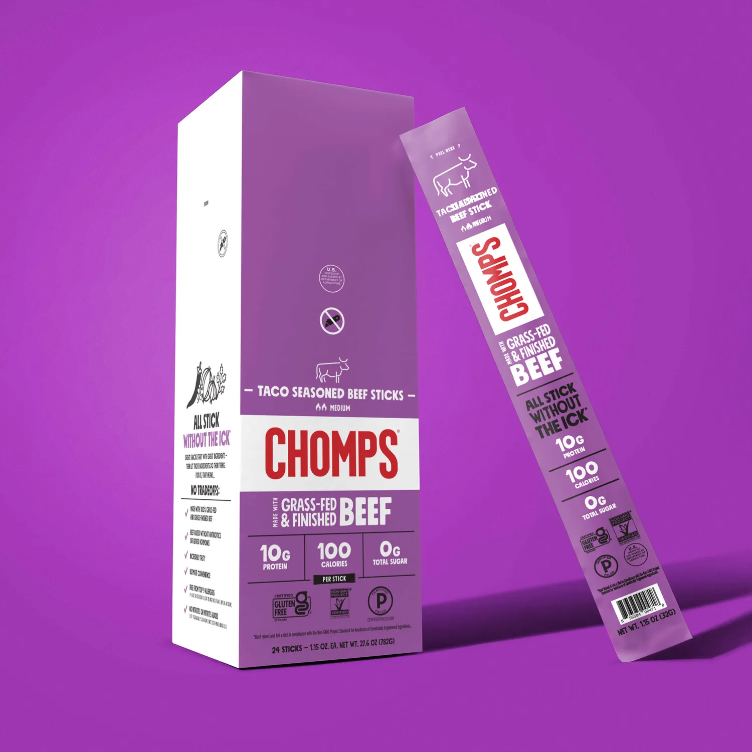Chomps Taco Seasoned Beef Beef Jerky