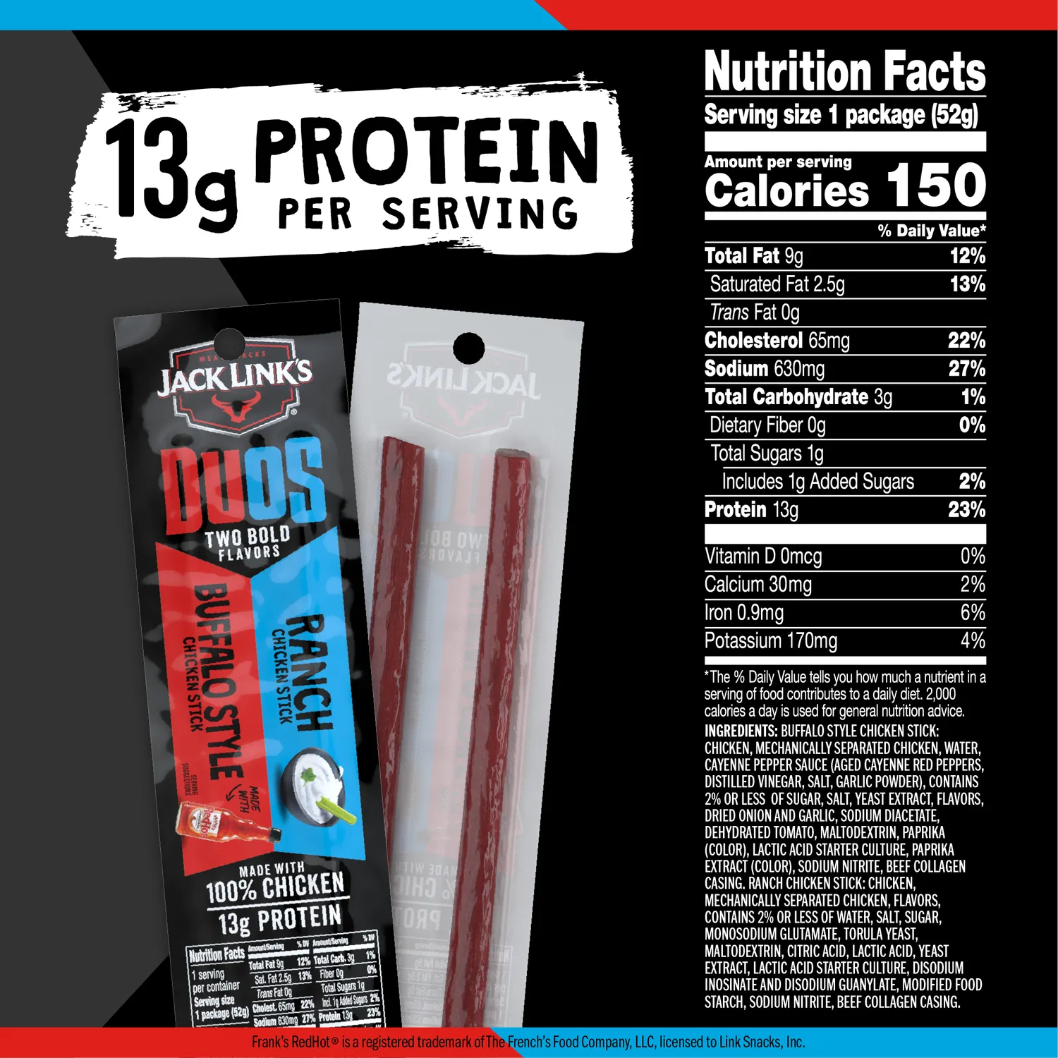 Jack Link's Duos Buffalo Ranch kycklingsticks starka