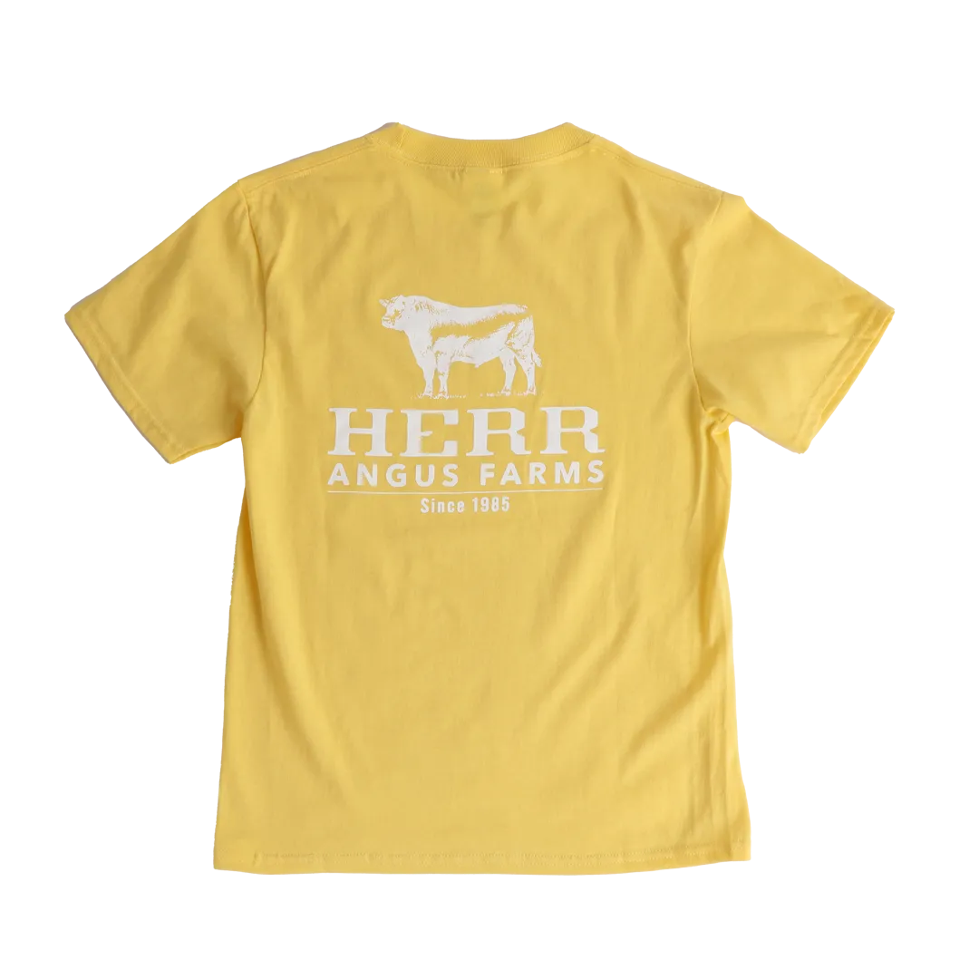 Herr's Angus Farm t-shirt barn gul 100% bomull