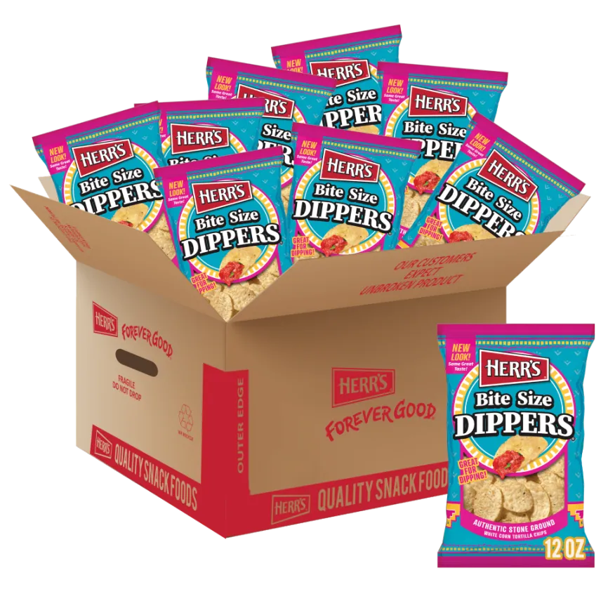 Herr's Bite Size Dippers tortillachips vit majs