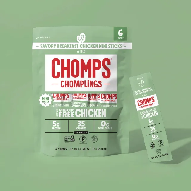 Chomps Savory Breakfast Chicken Chomplings chickenjerky