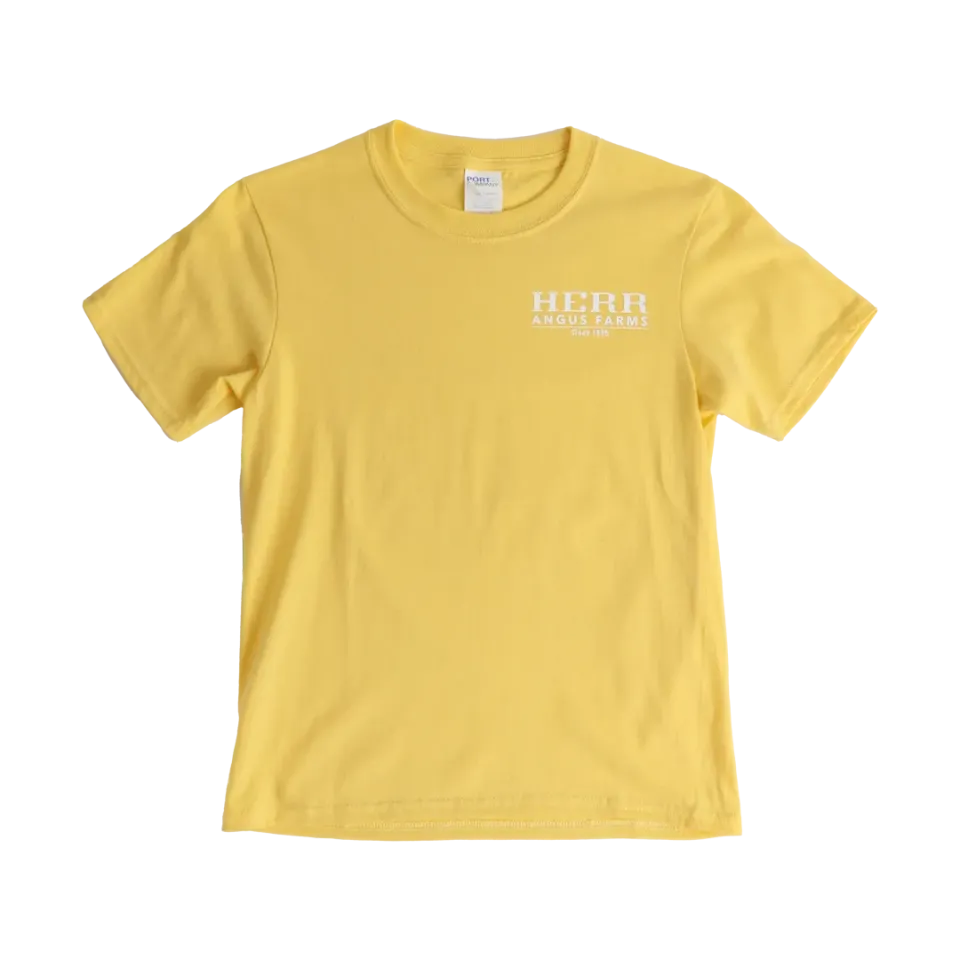 Herr's Angus Farm t-shirt barn gul 100% bomull